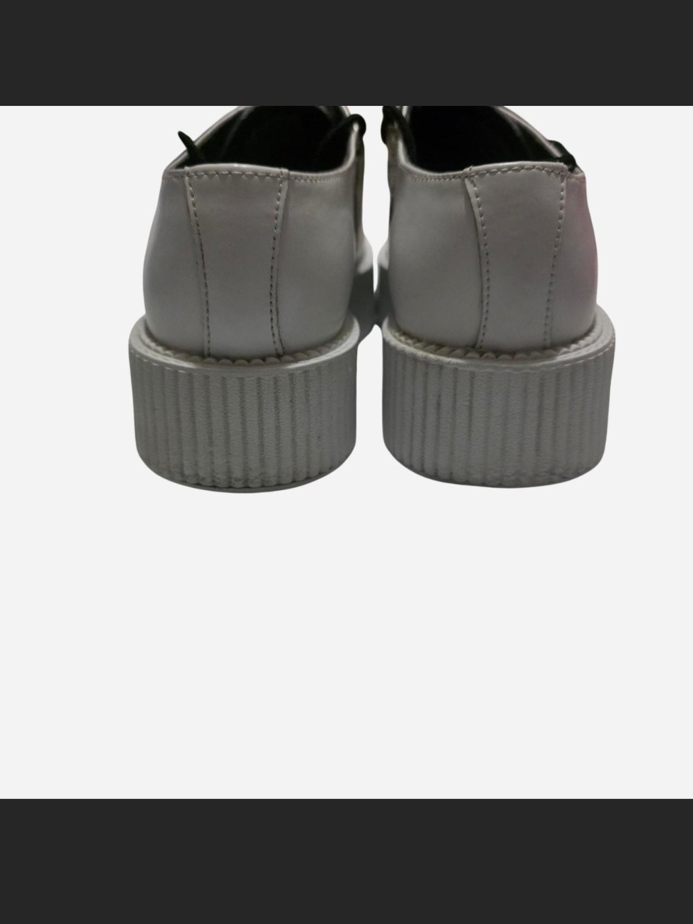T.U.K. Mondo Creeper White and black Leather Checker platform Shoes - Picture 6 of 9
